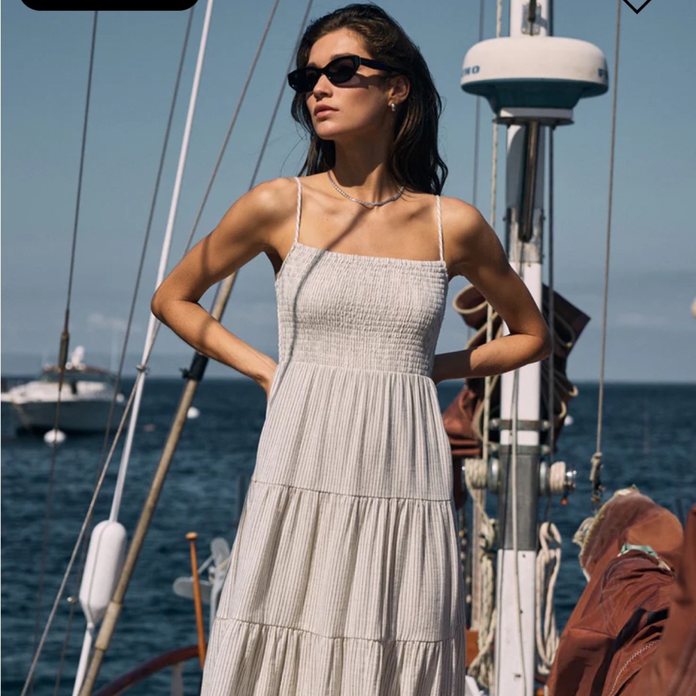 NWT Z Supply Balos Striped Natural Cream Dress Linen Midi Maxi NWT